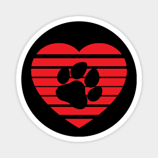 Dog Paw Heart Valentine - Red Magnet